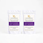 River Refresh Hypochlorous Acid Hand Cleanser + Body Deodorizer 32oz Refill products arranged on a white background: two stand-up pouches with each 16oz Activation Packets. The labels read River Refresh Hand Cleanser + Body Deodorizer, with Nature's Antimicrobial Hypochlorous Acid and HOCl 250 ppm visible.