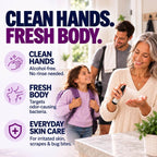 Family using River Refresh alcohol-free hypochlorous acid spray for clean hands, body freshness and everyday skin care.