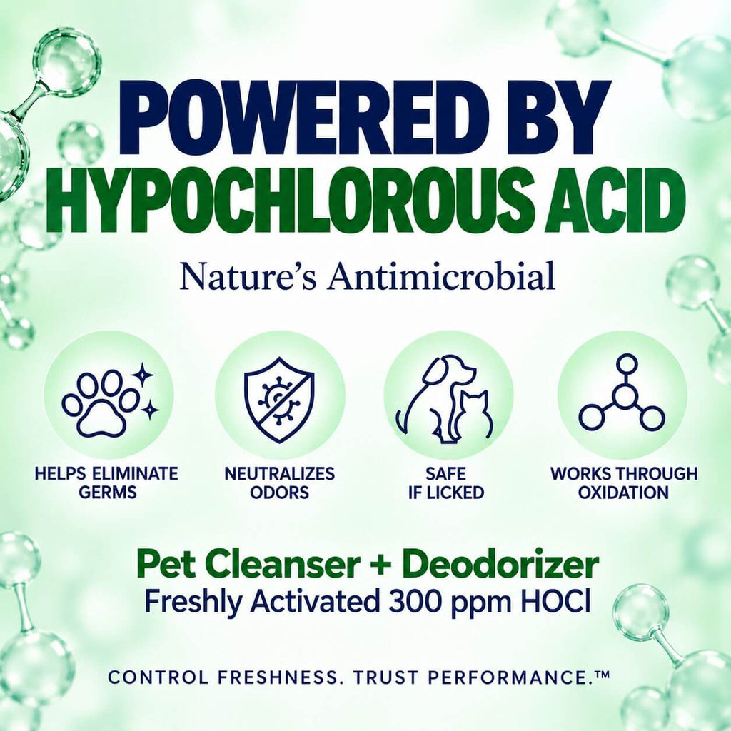 River Refresh Pet Cleanser + Deodorizer powered by freshly activated 300 ppm hypochlorous acid
