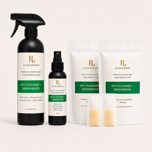 River Refresh pet cleanser and deodorizer products on a white background
