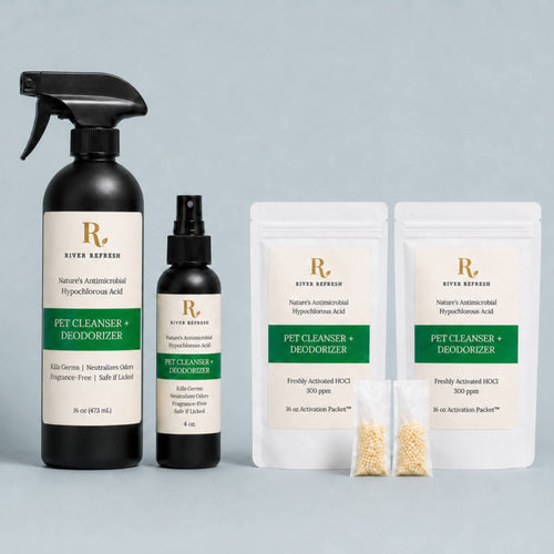 River Refresh pet cleaner and deodorizer starter kit - 2 bottles and 2 activation packets