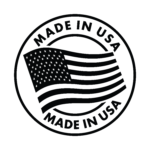 A made in usa logo with an american flag.